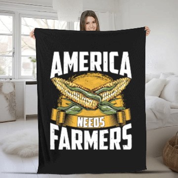 Discover America Needs Farmers Funny Corn Farming Fleece Blankets