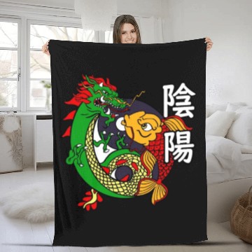 Discover Dragon Koi Fish Good Bad | Japanese Culture Fleece Blankets