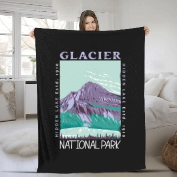 Discover Glacier National Park Hidden Lake Distressed Fleece Blankets