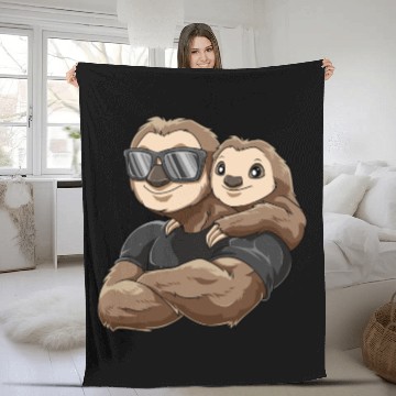 Discover Strong sloth with baby sloth child for a Sloth Fleece Blankets