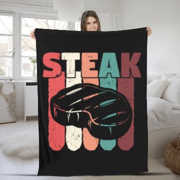 Discover Steak Vintage Distressed Colors Fleece Blankets