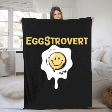 Discover Eggstrovert Happy Extrovert Fried Egg Fleece Blankets