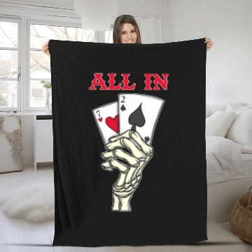 Discover Poker Player Poker Cards 7 2 Skeleton Hand Poker Fleece Blankets