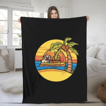 Discover Tugboat Pugboat Life Sailing Pug Owner Boat Fleece Blankets