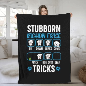 Discover Stubborn Bichon Frise Tricks Bichon Frise Owner Fleece Blankets