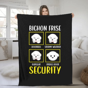 Discover Bichon Frise Security Curly Hair Pup Puppy Lover Fleece Blankets