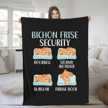 Discover Bichon Frise Security Curly Hair Pup Puppy Lover Fleece Blankets
