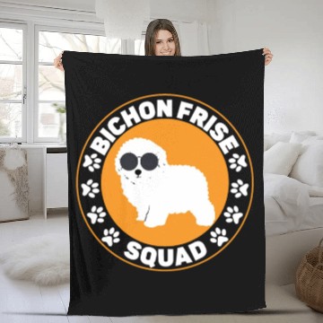 Discover Bichon Frise Squad Curly Hair Pup Puppy Lover Fleece Blankets