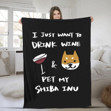 Discover Drink Wine And Pet My Shiba Inu Fleece Blankets