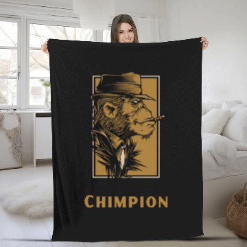 Discover Chimpion Cool Chimpanzee Boss Smoking Fleece Blankets