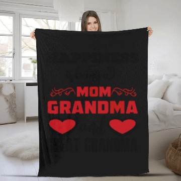 Discover Happiness is Being mom grandma and great grandma Fleece Blankets