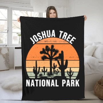 Discover Vintage Joshua Tree National Park Fleece Blankets