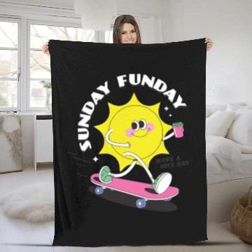 Discover modern retro vintage sunday funday poster design Fleece Blankets