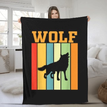Discover wolf Shadow silhouette in Retro Colors Fleece Blankets