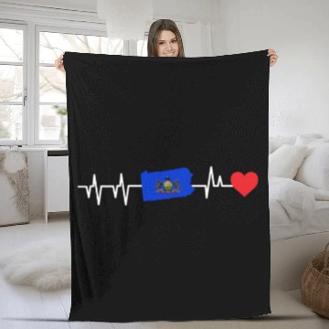 Discover Pennsylvania Heartbeat Gift Fleece Blankets