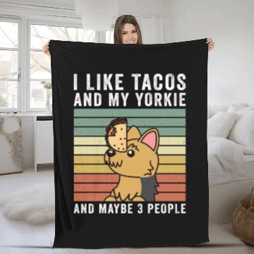 Discover I Like Tacos And My Yorkshire Terrier Fleece Blankets