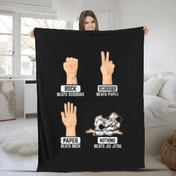Discover Rock Paper Scissors Nothing Beats Jiu Jitsu BJJ Ji Fleece Blankets