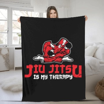 Discover Jiu Jitsu Is My Therapy Brazilian JiuJitsu BJJ Jiu Fleece Blankets