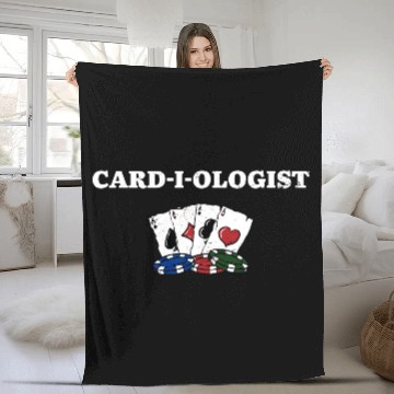 Discover CARD I OLOGIST Funny Poker Humor Poker Player Fleece Blankets