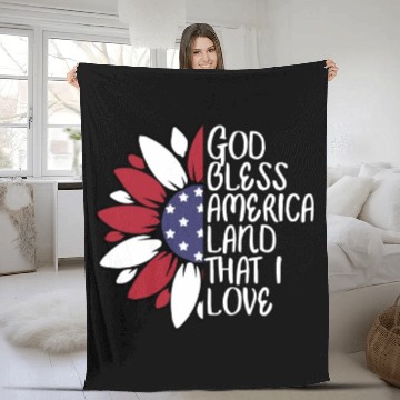 Discover God Bless America Sunflower God Bless USA Fleece Blankets