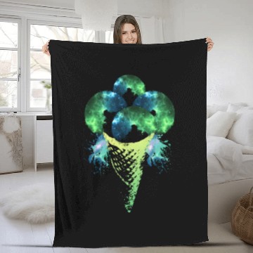 Discover Cosmos Ice Cream - V1 Galaxy Fleece Blankets