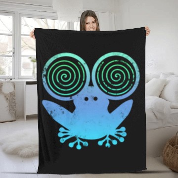 Discover Hypnotic Frog Blue Fleece Blankets