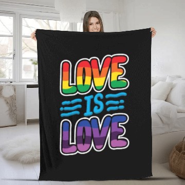 Discover Gay Pride Lesbian LGBT Rainbow Love is Love Fleece Blankets
