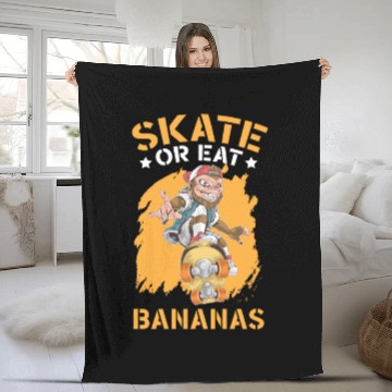 Discover Skate Or Eat Bananas Chimpanzee Monkey Skater Fleece Blankets