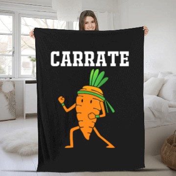 Discover Carrate Funny Vegan Carrot Doing Karate Fleece Blankets
