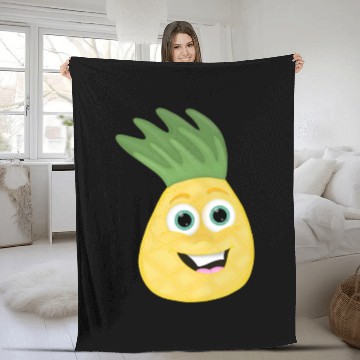 Discover Pineapple Cartoon kawaii Anime funny face Fleece Blankets
