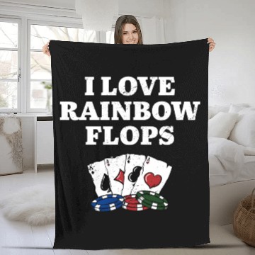 Discover I Love Rainbow Flops Poker Card Games Poker Player Fleece Blankets