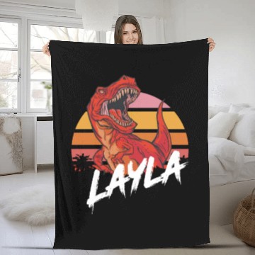 Discover Layla - Beautiful girls name with T-REX Dino Fleece Blankets