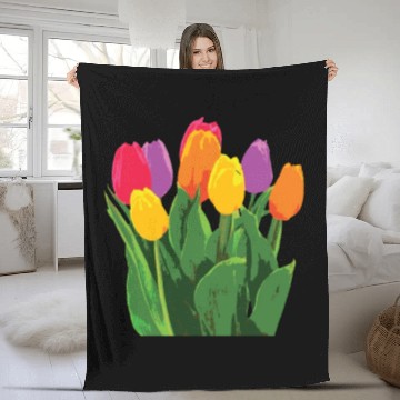 Discover Tulip Garden Gardening Fleece Blankets