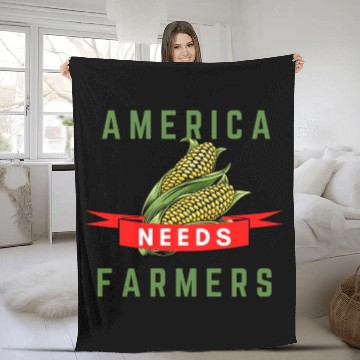 Discover America Needs Farmers Fleece Blankets - Gifts For Farmers