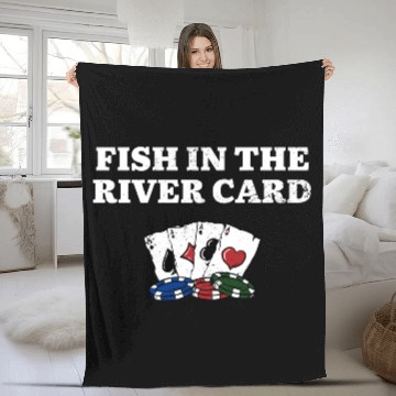 Discover Fish in the River Card Card Games Poker Card Fleece Blankets