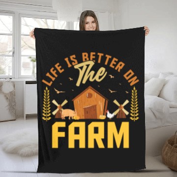 Discover Funny Agriculture Farming Farmer Life Is Better Fleece Blankets