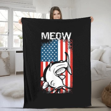 Discover Catfishing American Flag Fleece Blankets
