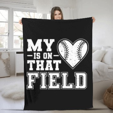 Discover My Heart Is On That Field For Baseball Mom Dad Fleece Blankets