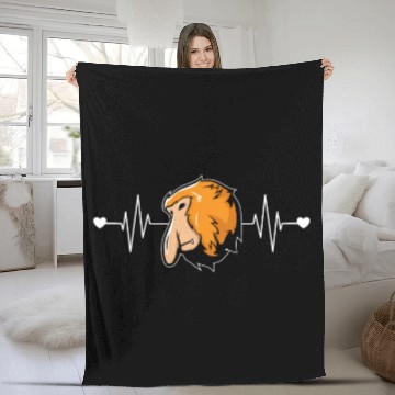 Discover Proboscis Monkey Heartbeat Ape Wildlife Zookeeper Fleece Blankets