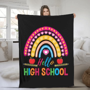 Discover Hello High School Teacher Rainbow Fleece Blankets