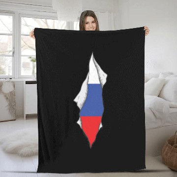 Discover Russia flag proud Russian Fleece Blankets