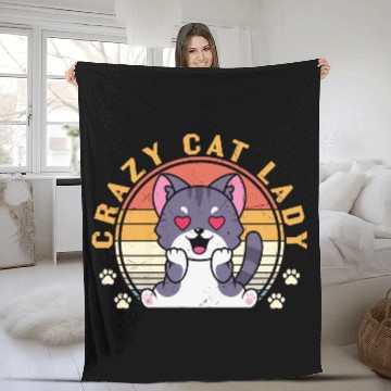 Discover Crazy cat Lady Fleece Blankets