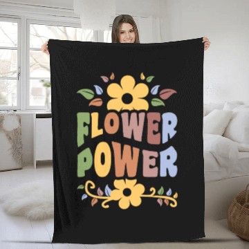 Discover Flower Power 1960's Hippie Floral Funny Saying Fleece Blankets