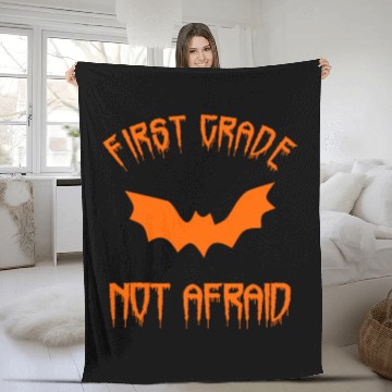 Discover First Grade Halloween 1st Grade Not Afraid Bat Fleece Blankets
