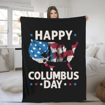 Discover Happy Columbus Day Christopher Columbus Navigator Fleece Blankets
