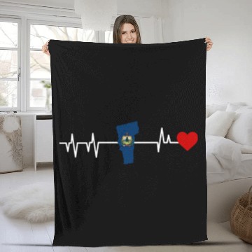 Discover Vermont Heartbeat Gift Fleece Blankets