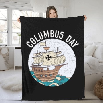 Discover Columbus Day Christopher Columbus Italian American Fleece Blankets