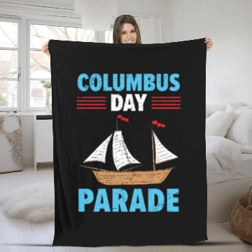 Discover Columbus Day Parade Christopher Columbus Navigator Fleece Blankets