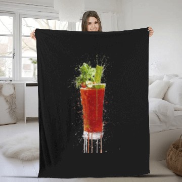 Discover Blood Mary cocktail watercolor art Fleece Blankets