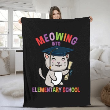Discover Moewing Into Elementary School Cat Back To School Fleece Blankets